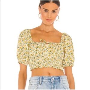 Faithfull the Brand Puff Sleeve Smocked Blouse